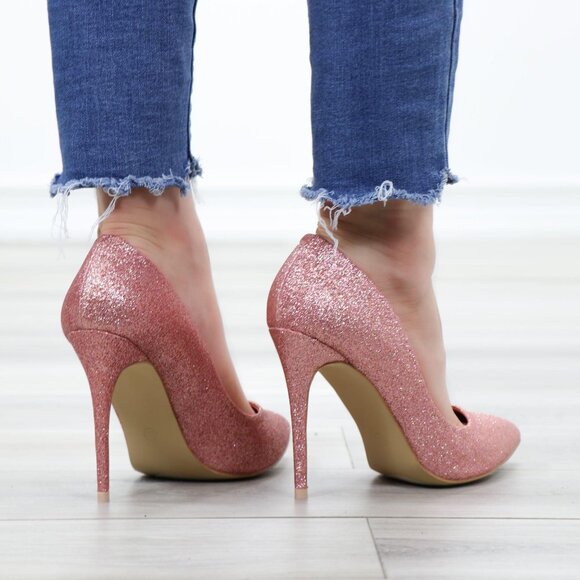 Glitter Pointed Toe High Heel Wedding Party Pumps - Picture 10 of 15